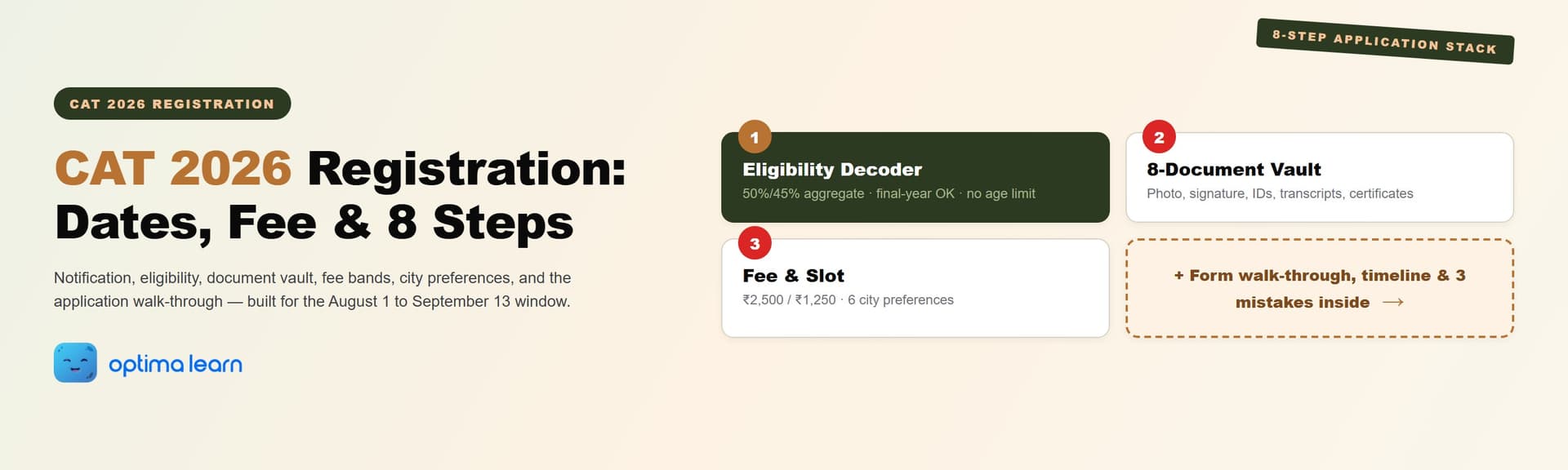 CAT 2026 Registration: 8 Steps, Dates and Fee Decoded | Optima Learn