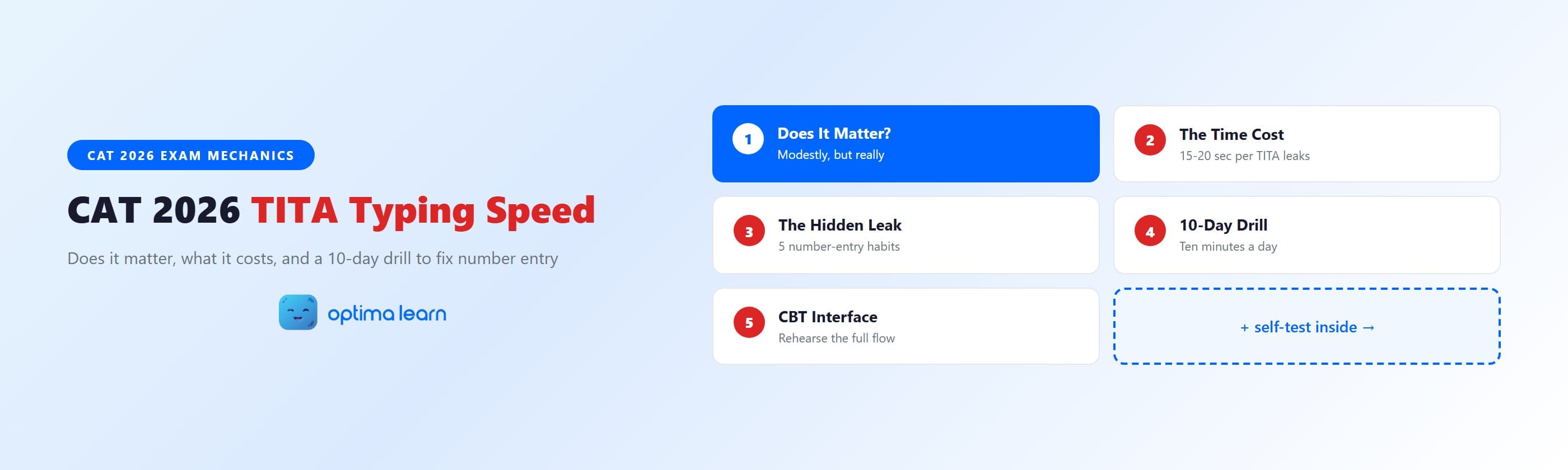 CAT 2026 TITA typing speed guide: whether it matters, the 15–20 seconds lost per fumbled answer, a   10-day number-entry drill, and the CBT interface protocol.