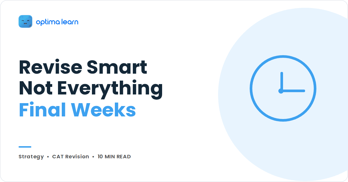 Optima Learn cover image with an outline clock icon and the headline Revise Smart, Not Everything, Final Weeks.