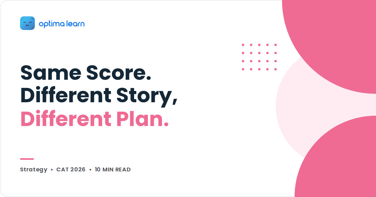 Same Score, Different Story cover illustration with blush pink circles and the Optima Learn logo