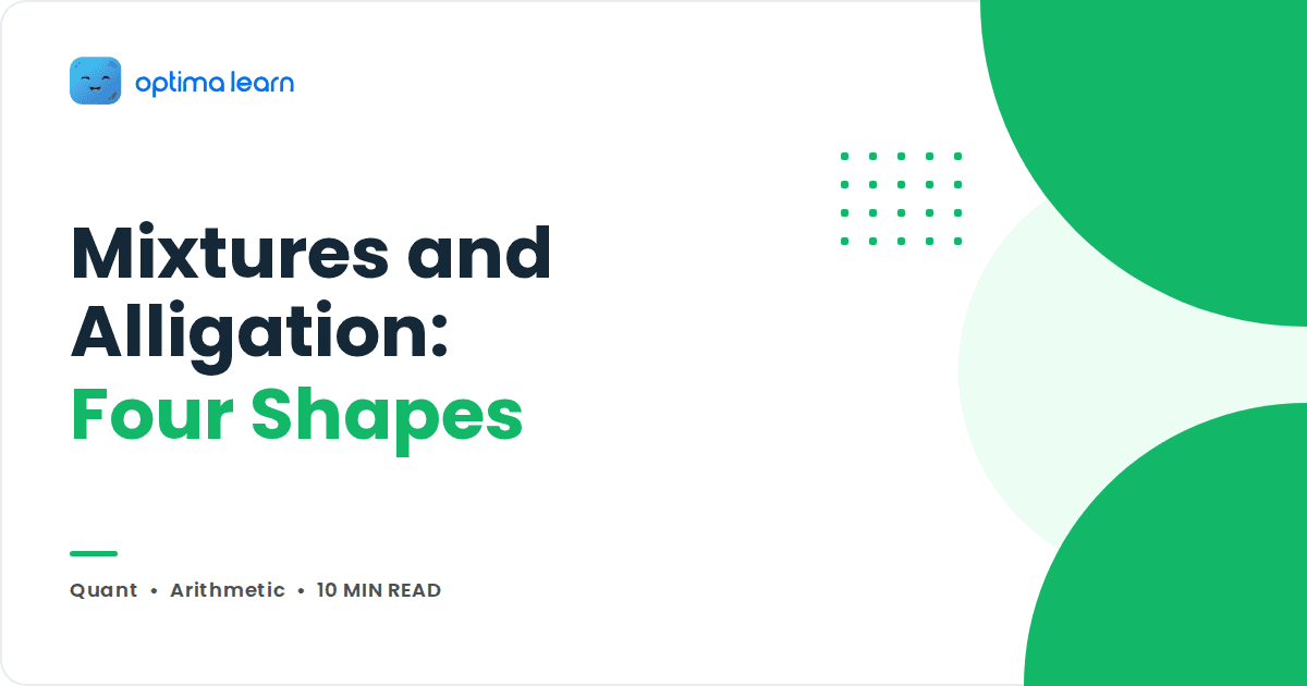 Blog cover reading Mixtures and Alligation: Four Shapes, with green circles and a dot grid on the right.