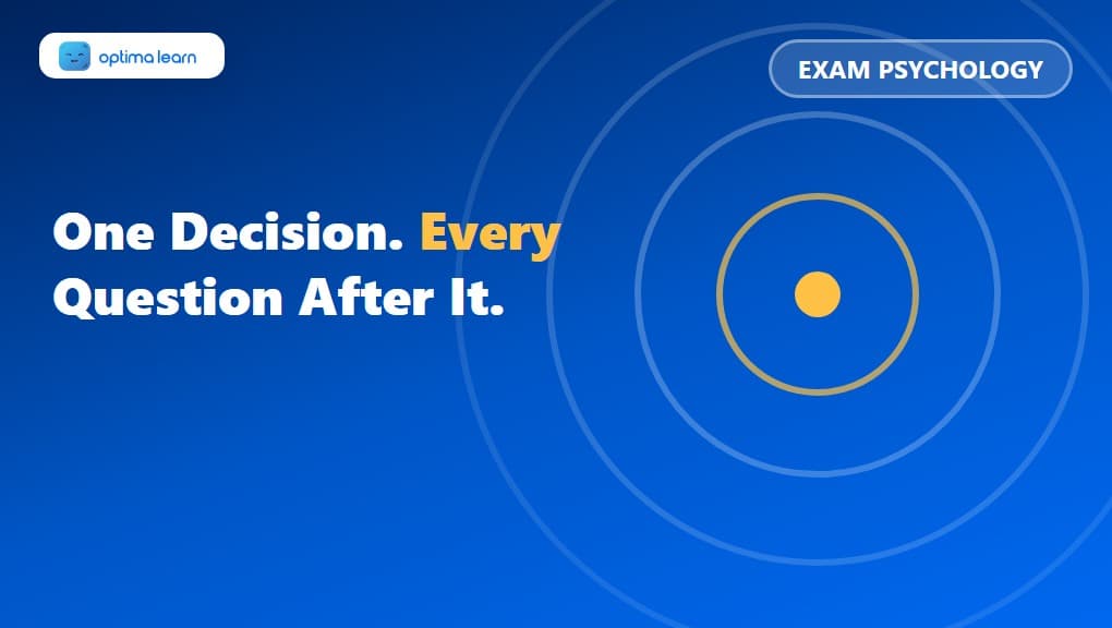 CAT Butterfly Effect: How One Bad Decision in the First 10 Minutes can Change Your Entire Percentile: a compact 340x192 brand-blue banner built as its own visual, using a single ripple expanding outward in concentric rings from one small dot,