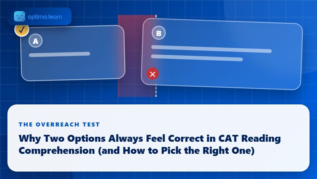 Two RC answer cards, one overstepping a passage boundary and one fitting inside it, illustrating the Overreach Test.
