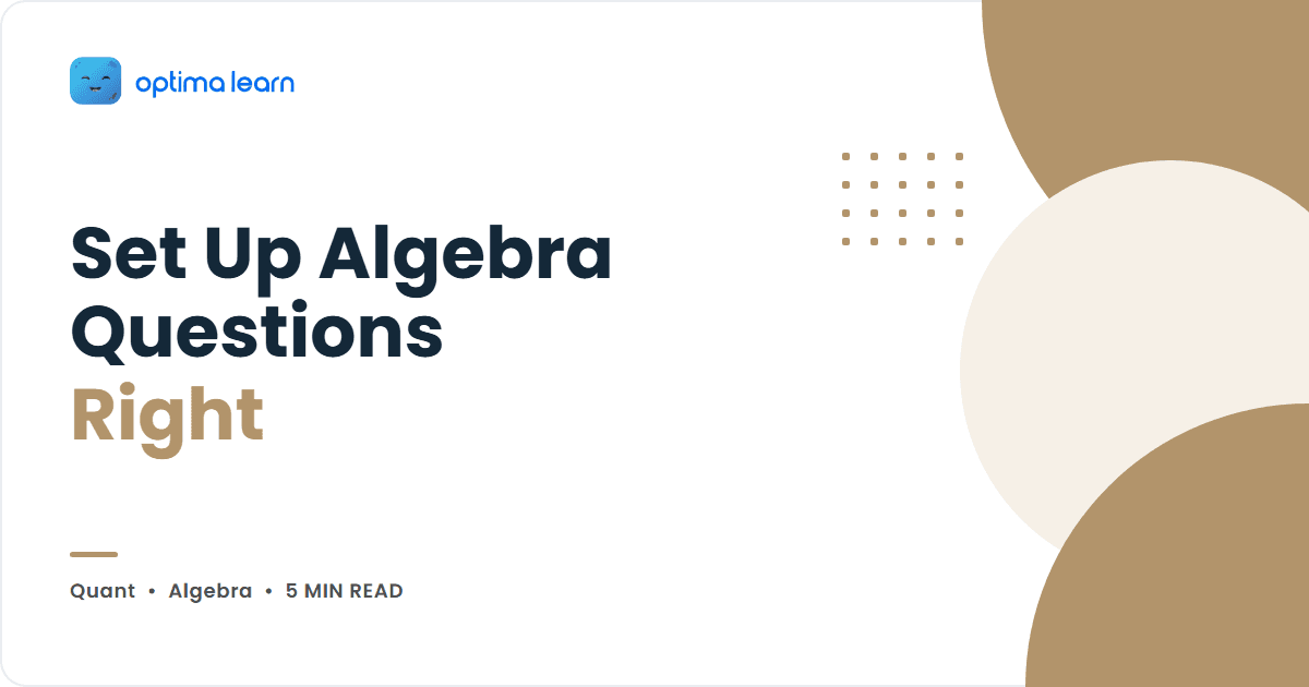 Sand-toned Optima Learn cover for Set Up Algebra Questions Right, showing an abstract wave design and the Optima Learn logo.