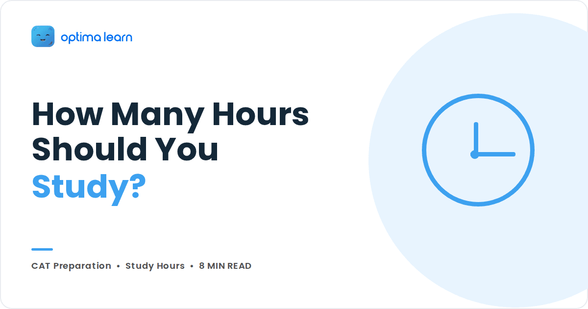 CAT prep hours blog cover with a light blue outline clock icon