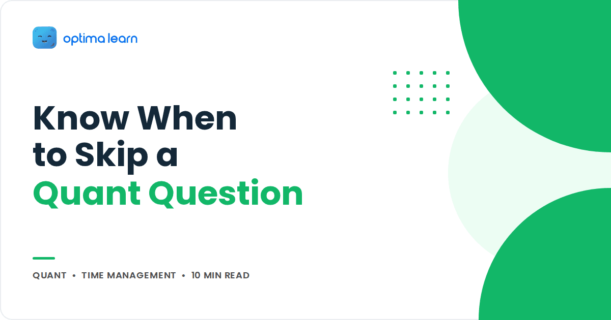 Green cover graphic for a CAT Quant blog with overlapping circles and the headline Know When to Skip a Quant Question