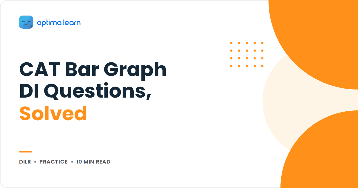 Orange cover graphic reading CAT Bar Graph DI Questions, Solved, with the Optima Learn logo and layered circular shapes.