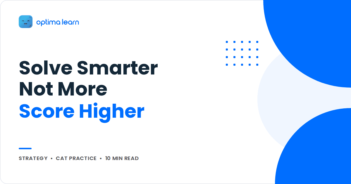 Blue and white cover graphic reading Solve Smarter, Not More, Score Higher with overlapping circles