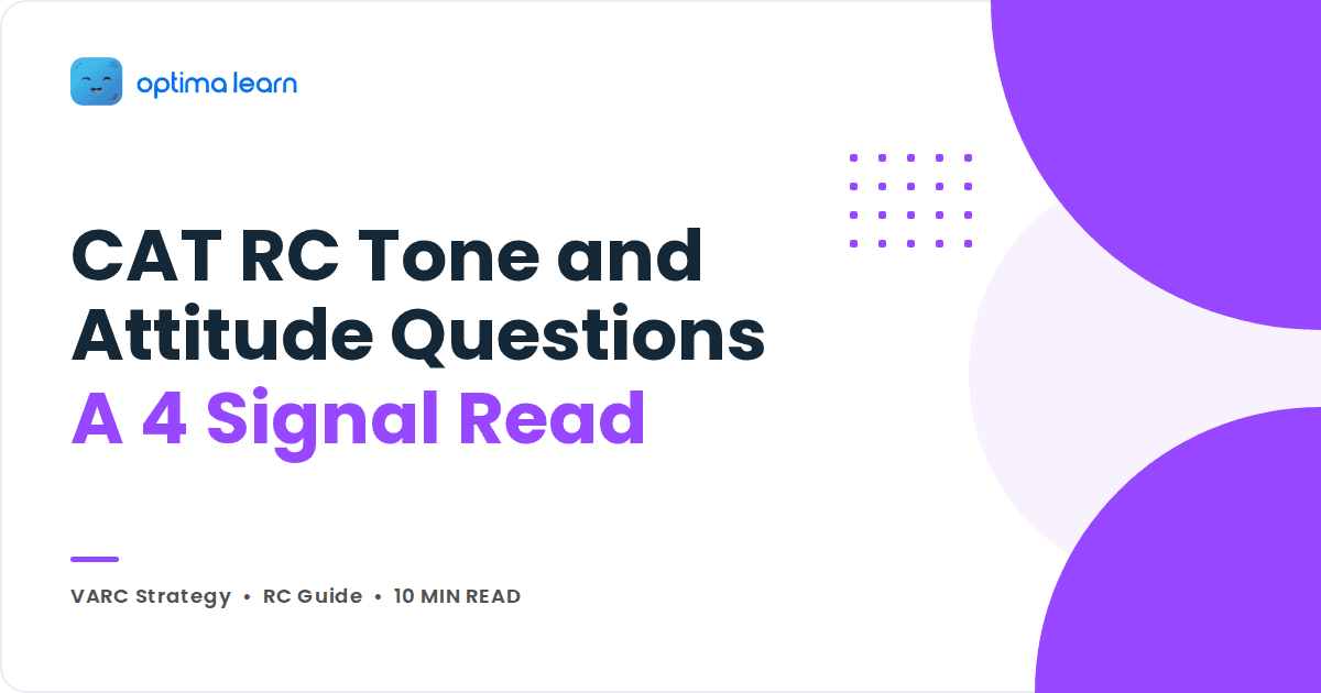Blog cover reading CAT RC Tone and Attitude Questions, A 4 Signal Read, with a purple blob stack and dot grid on the right.