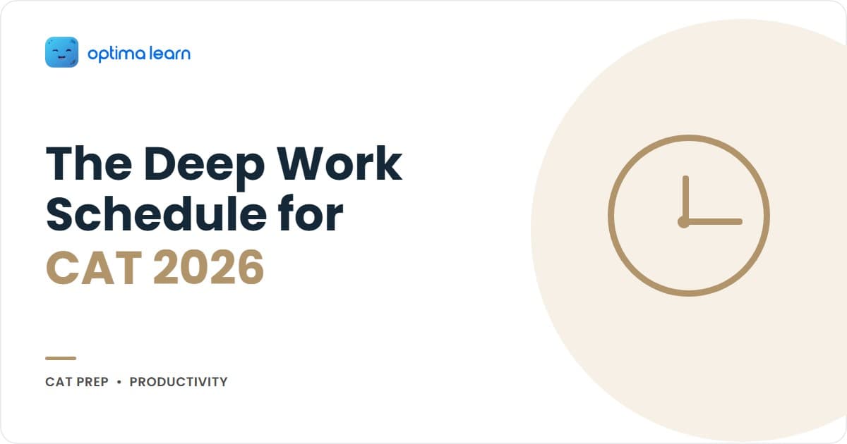CAT 2026 deep work schedule showing the four-hour deep block structure that turns a six-hour study day into real preparation.