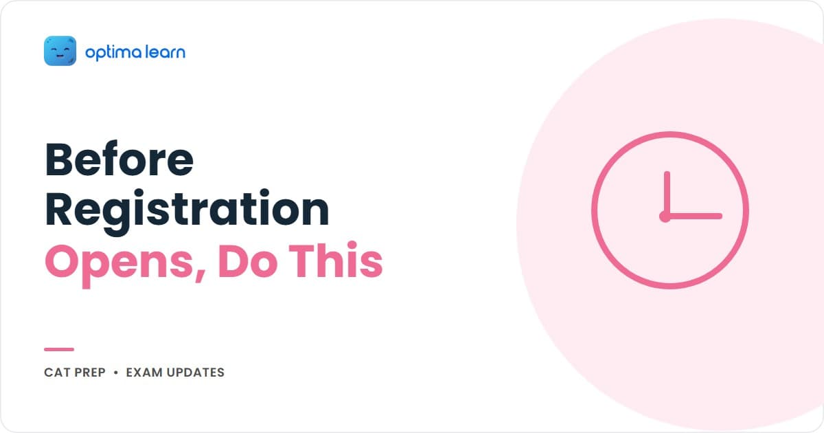 CAT 2026 Notification Expected This Month: Everything You Should Do Before Registration Opens: brand-blue banner with the headline "CAT 2026 Notification Is Almost Here" and a circular 5-step framework orbit showing Details