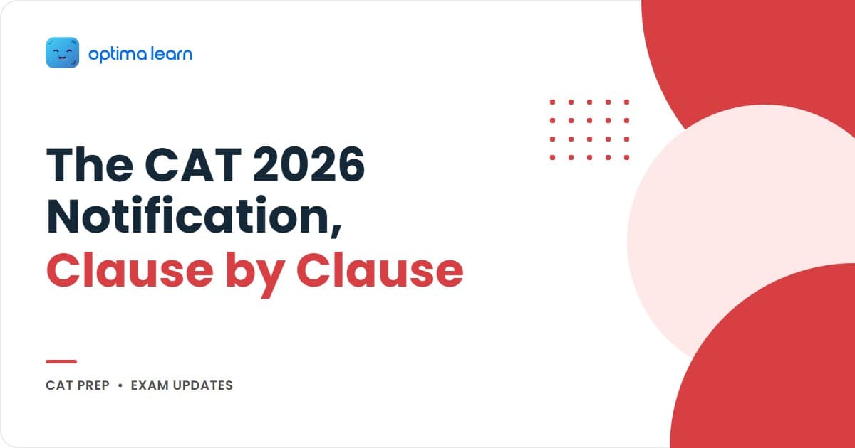 CAT 2026 official notification decoder showing eligibility, certificate validity, the six test-city rule, the marking scheme, and the PwD process.