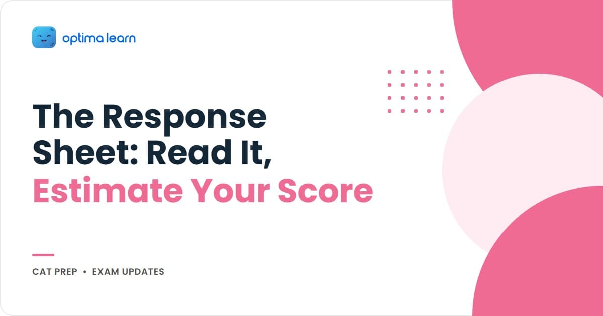 CAT 2026 response sheet infographic showing recorded answers versus the answer key and a raw score calculation.