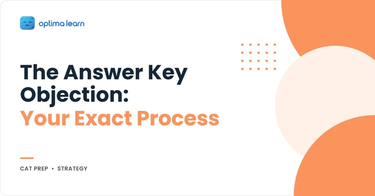 CAT 2026 answer key objection hero: 4-card grid showing 3-4 day window, Rs 1,200 fee per question, 1-3 percentile shift at 85-95 band, and the objection format that gets accepted.