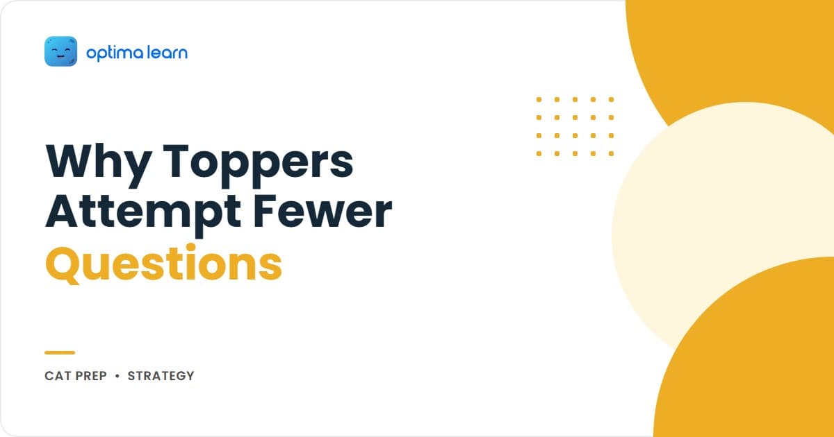 CAT Attempt Strategy: Why Toppers Skip More Questions, an Optima Learn CAT preparation guide showing the R3 Filter framework and topper attempt-accuracy stats.