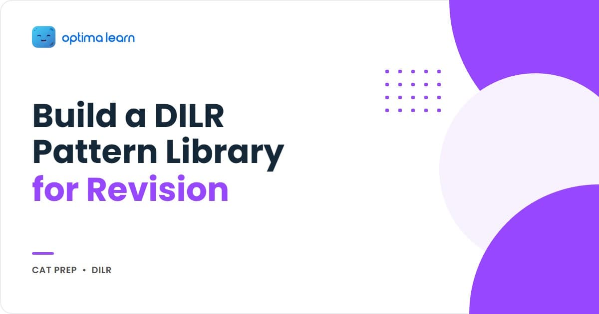 CAT DILR Pattern Library: The Smartest Revision Tool, an Optima Learn CAT preparation guide showing the Tag-Match-Template System and the real DILR pattern taxonomy.