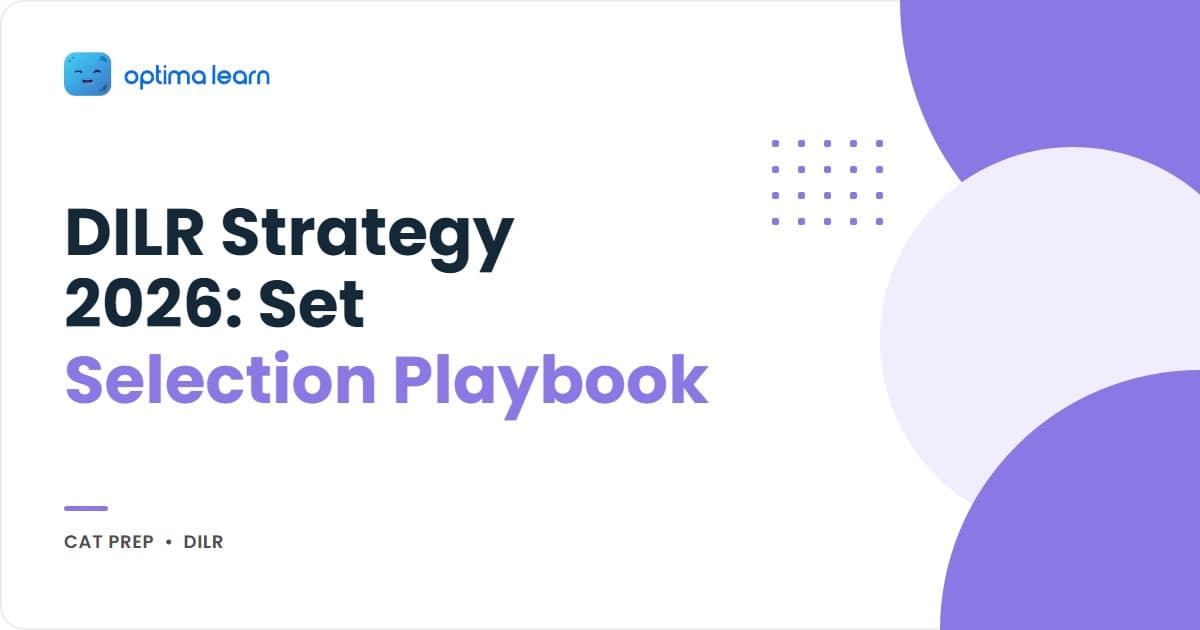 CAT DILR strategy 2026 cheatsheet with a 5-gate set selection framework, a minute-by-minute 60-minute pacing plan, and the 4 set families CAT recycles for 99th percentile DILR scoring.