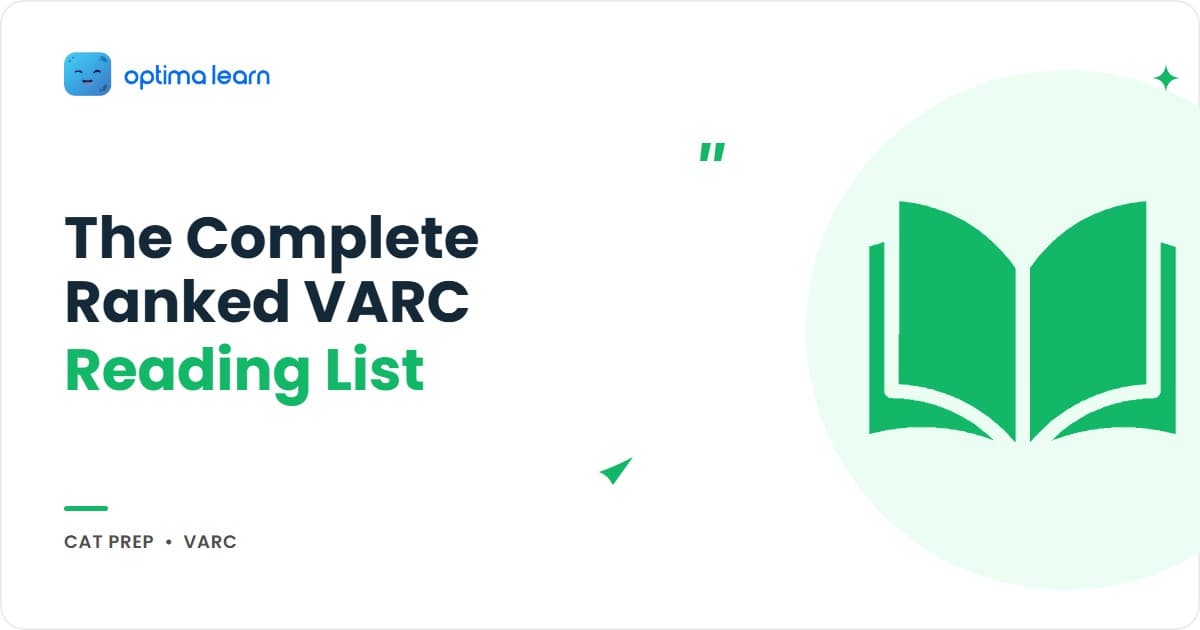 CAT VARC Reading Sources: The Complete Ranked List, an Optima Learn CAT preparation guide showing the 4-Factor Reading Score and ranked source table.