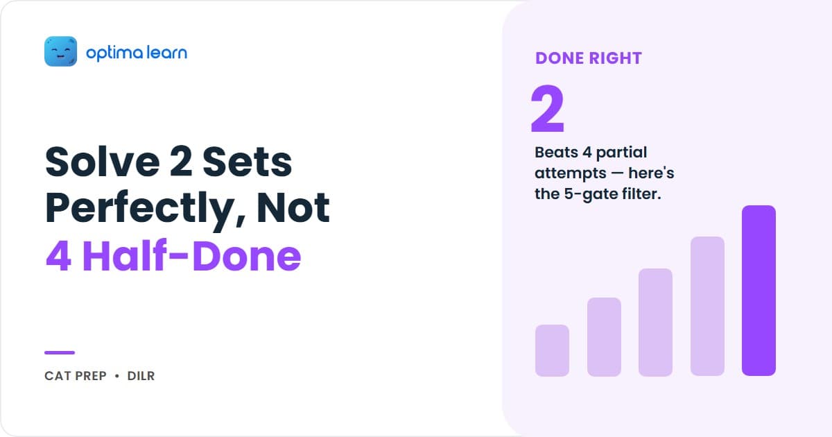 DILR set selection — why 2 perfect sets beat 4 partial attempts, with the 5-gate decision filter for CAT 2026