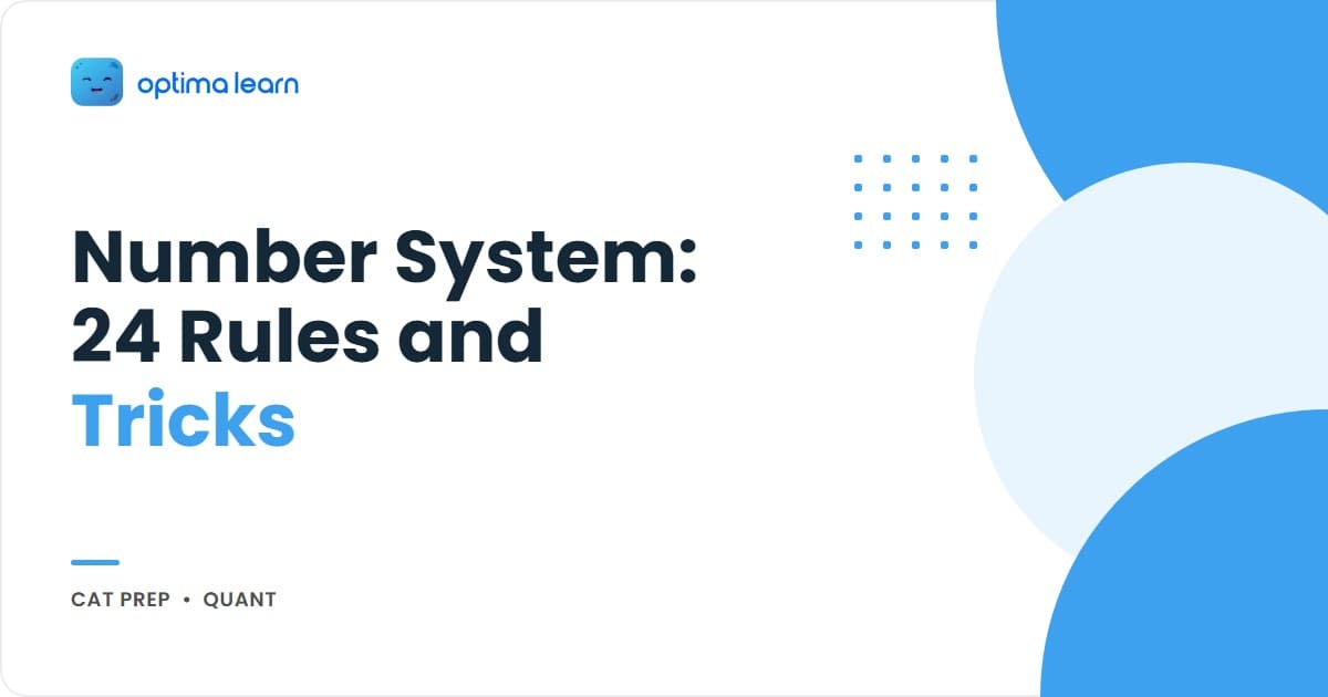 Number system formulas and tricks cheatsheet for CAT 2026 with 24 rules across divisibility, remainder theorem, LCM HCF, and unit digit cyclicity.