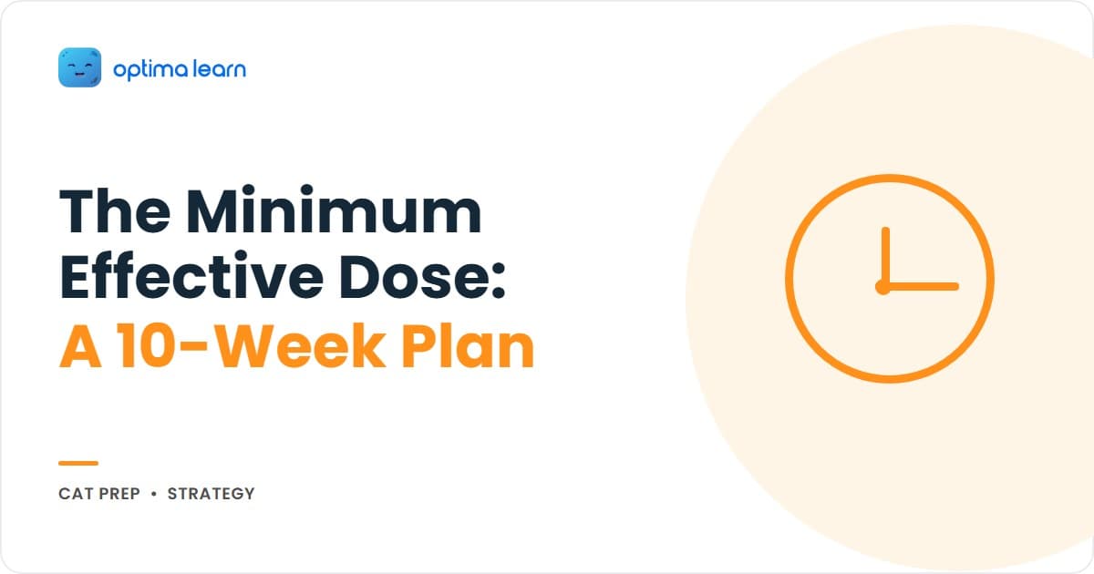 "Clinical lab dosage chart showing the 10-week CAT preparation minimum effective dose plan, with weekly hours band and four phase markers.