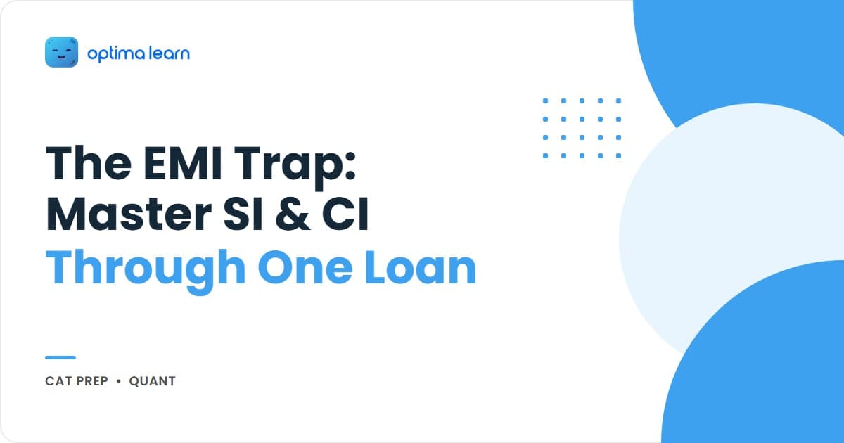Phone EMI loan receipt annotated with CAT simple compound interest math, real cost multiplier, and time value of money tags.