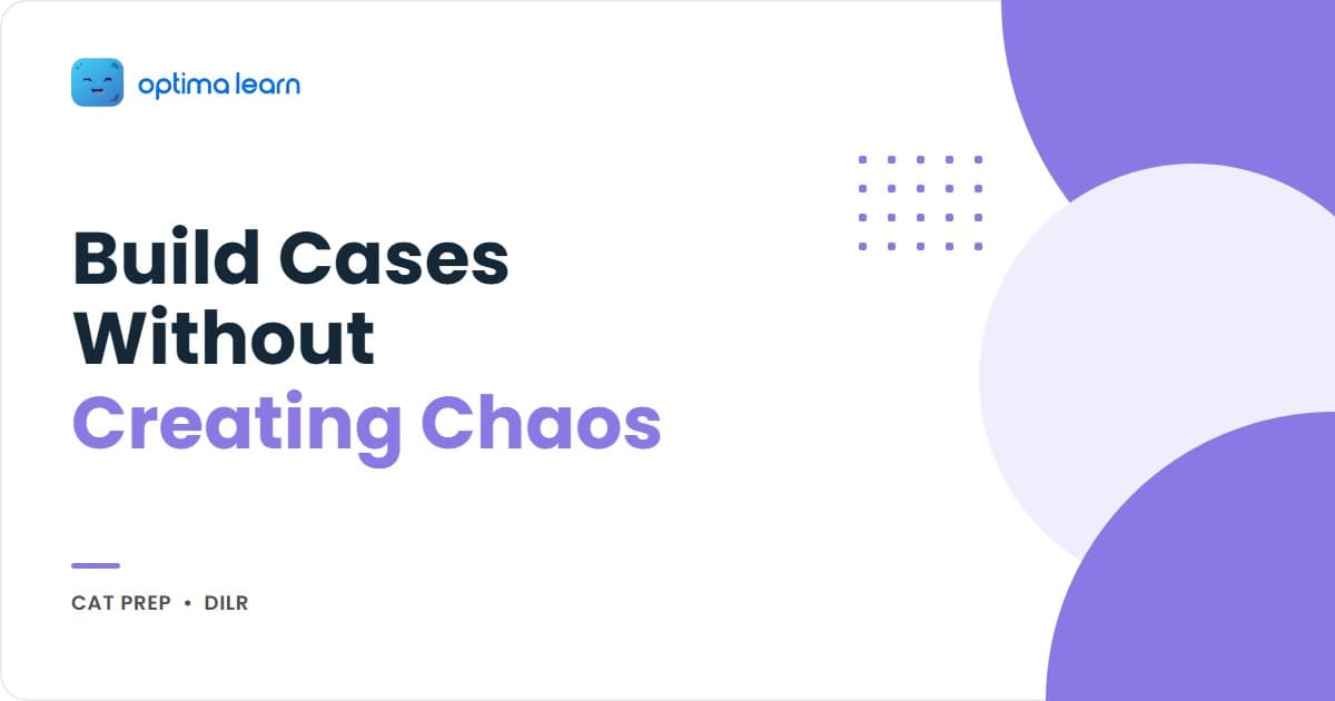 Optima Learn hero graphic for building DILR cases without chaos: brand-blue two-column banner with "Chaos" highlighted in amber, alongside 6 lettered cards spelling out the BRANCH Method.