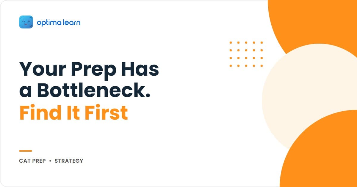 Optima Learn hero banner: "Your CAT Prep Has a Bottleneck," introducing the 4-step ROOT Method for diagnosing the real constraint behind a score plateau.