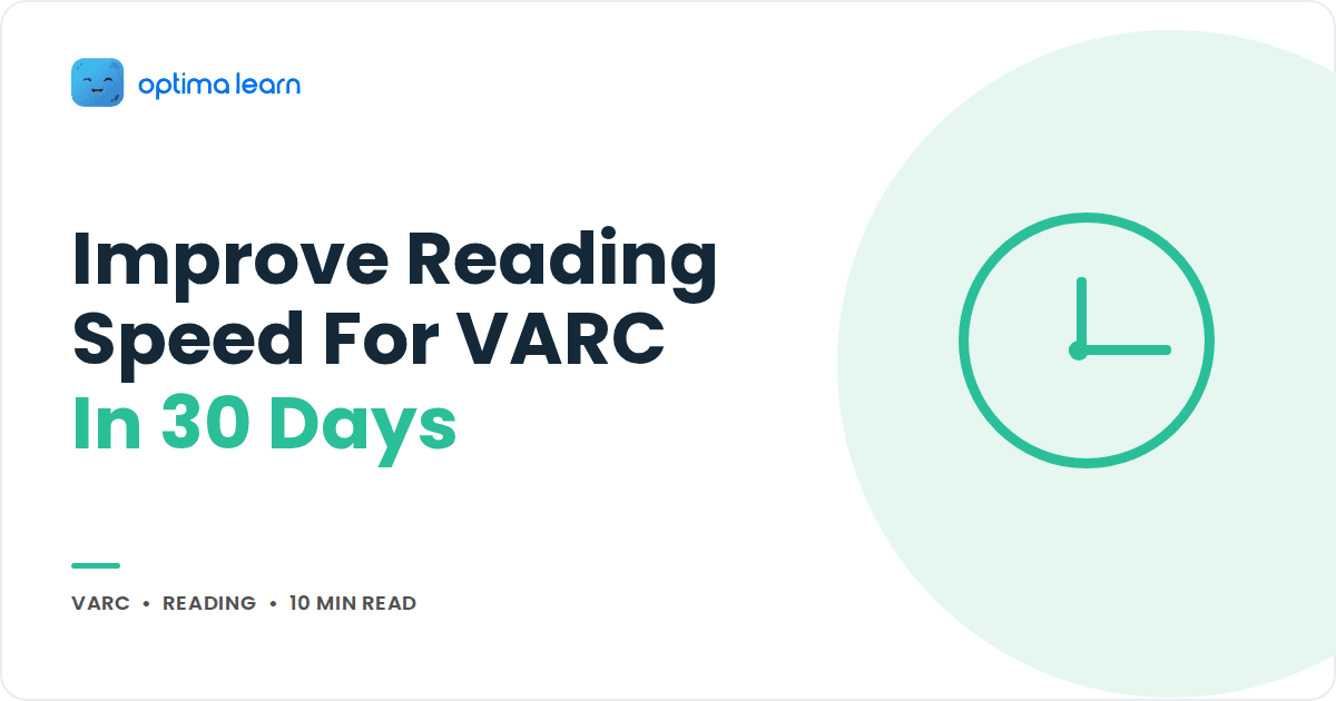 Blog cover reading Improve Reading Speed For CAT VARC, with a red open book icon inside a soft pink circle.