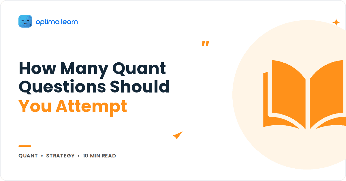 Blog cover reading How Many Quant Questions Should You Attempt, with an orange open book icon inside a soft tinted circle.