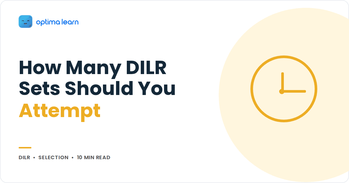Blog cover reading How Many DILR Sets Should You Attempt, with a soft yellow clock icon inside a soft tinted circle.