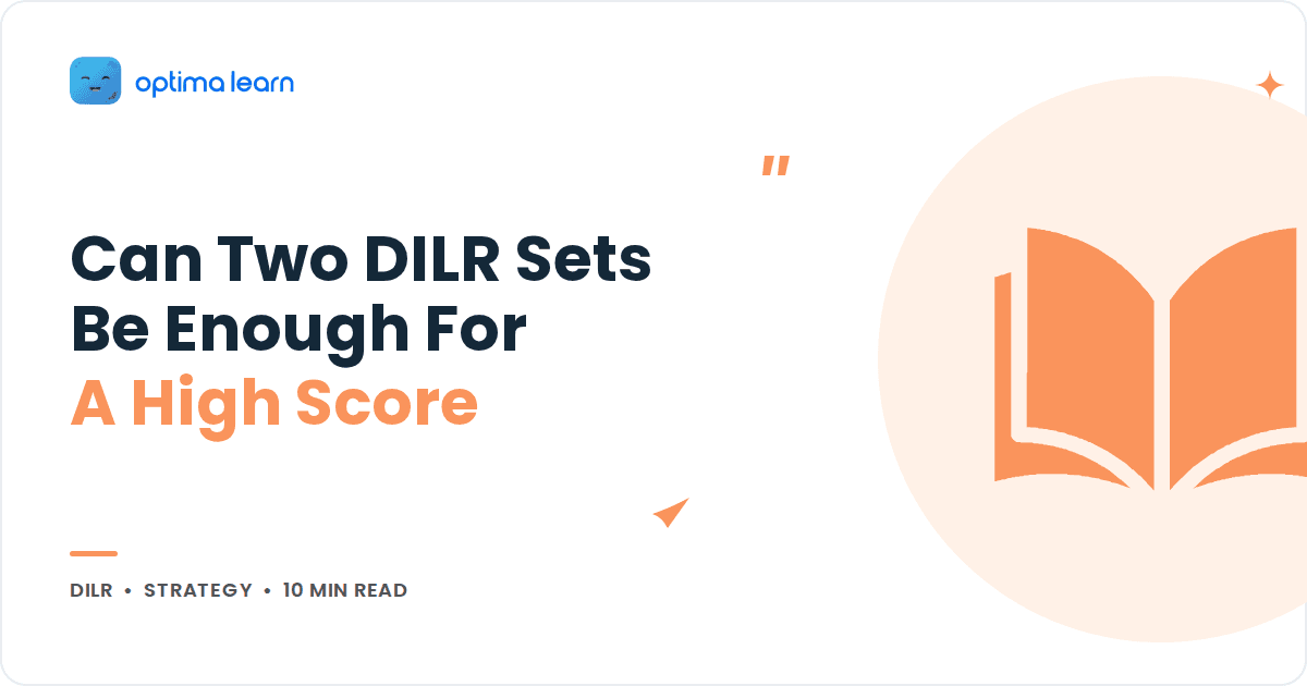 Blog cover reading Can Two DILR Sets Be Enough For A High Score, with a peach open book icon inside a soft tinted circle.