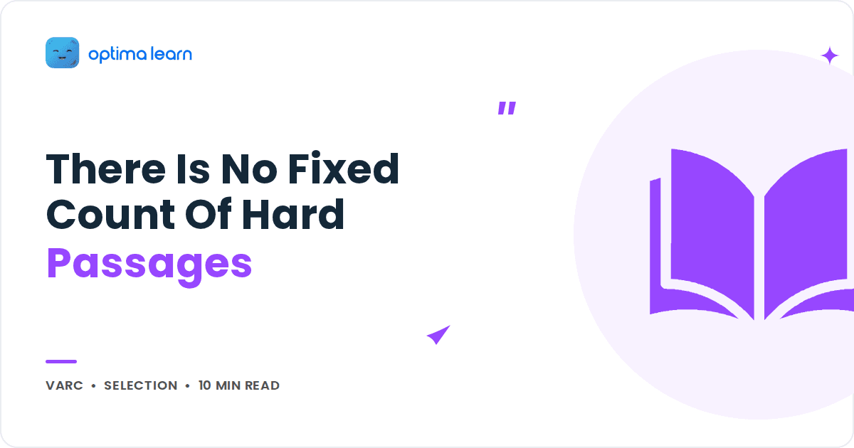 Blog cover reading There Is No Fixed Count Of Hard Passages, with a purple open book icon inside a soft tinted circle.