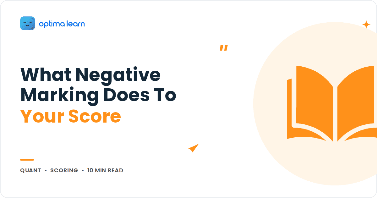 Blog cover reading What Negative Marking Does To Your Score, with an orange open book icon inside a soft tinted circle.