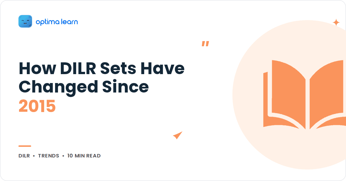 Blog cover reading How DILR Sets Have Changed Since 2015, with a peach open book icon inside a soft tinted circle.