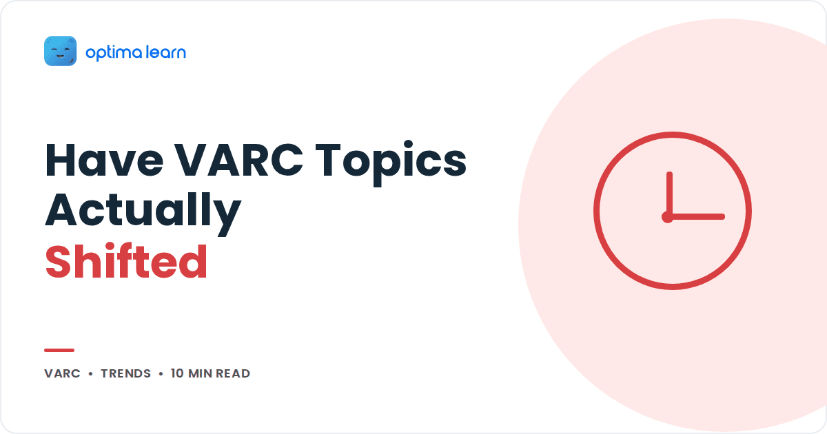 Blog cover reading Have VARC Topics Actually Shifted, with a red clock icon inside a soft tinted circle.