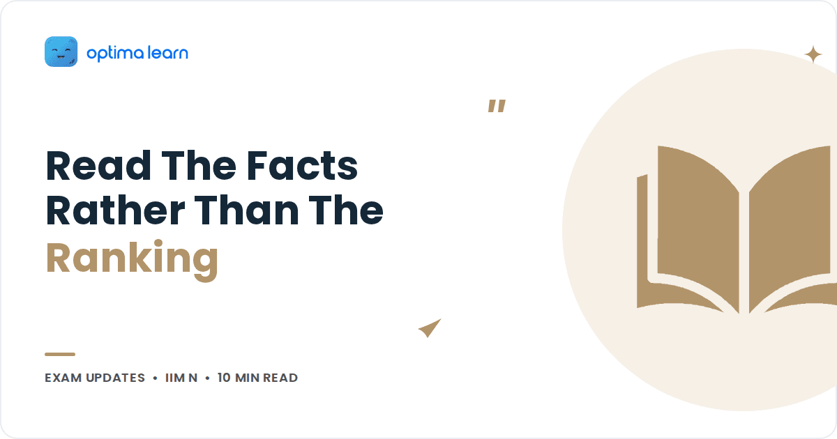 Blog cover reading Read The Facts Rather Than The Ranking, with a sand open book icon inside a soft tinted circle.