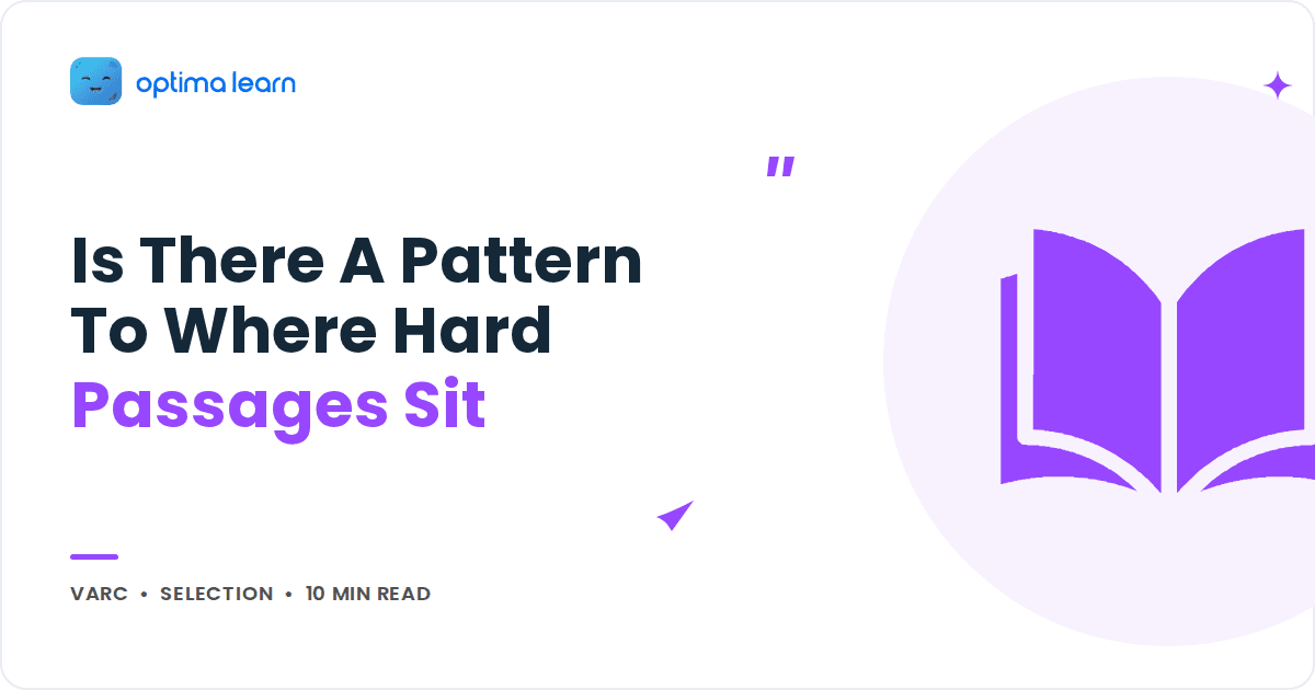 Blog cover reading Is There A Pattern To Where Hard Passages Sit, with a purple open book icon inside a soft tinted circle.