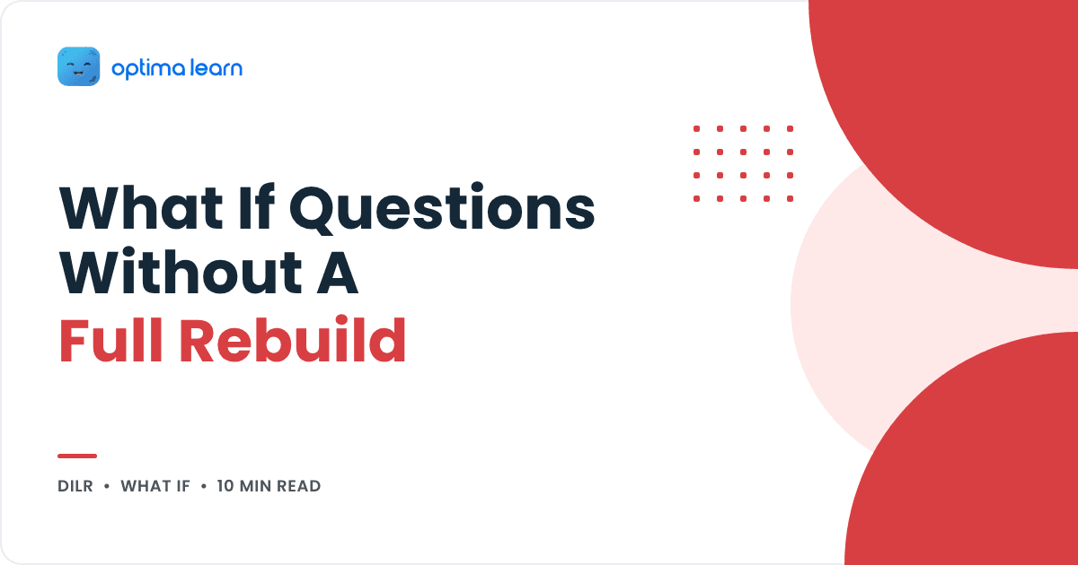 CAT DILR what if questions: answering sub questions without rebuilding the set, cover for the Optima Learn guide